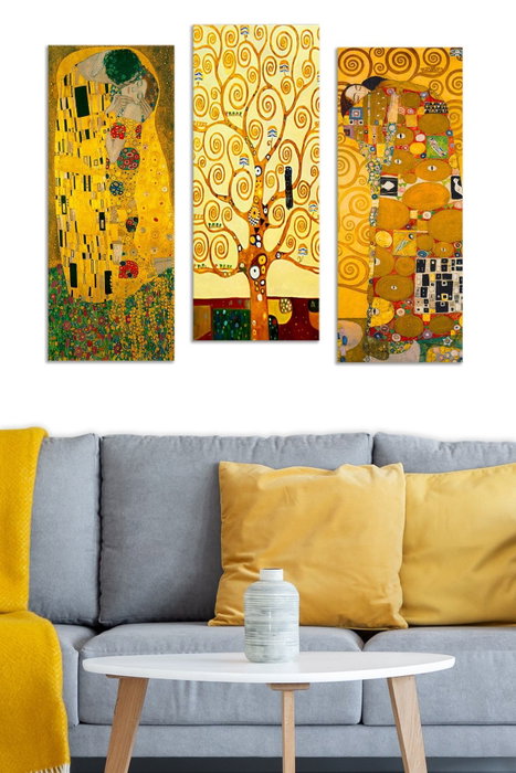 Wallity Set de 3 Cuadros Decorativos de Gustav Klimt en MDF Wallity Set de 3 Cuadros Decorativos de Gustav Klimt en MDF